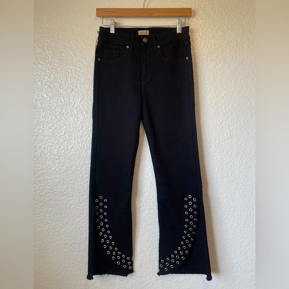 MISA Los Angeles The Super Star Crop Flare Jeans Black - Picture 4 of 10